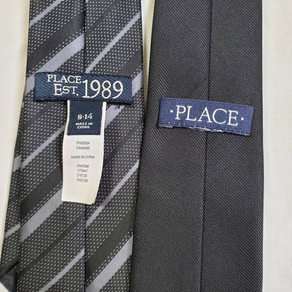 The Children's Place TCP Boys Size 8-14 Yr. Black/Gray Stripe Tie - Picture 3 of 3